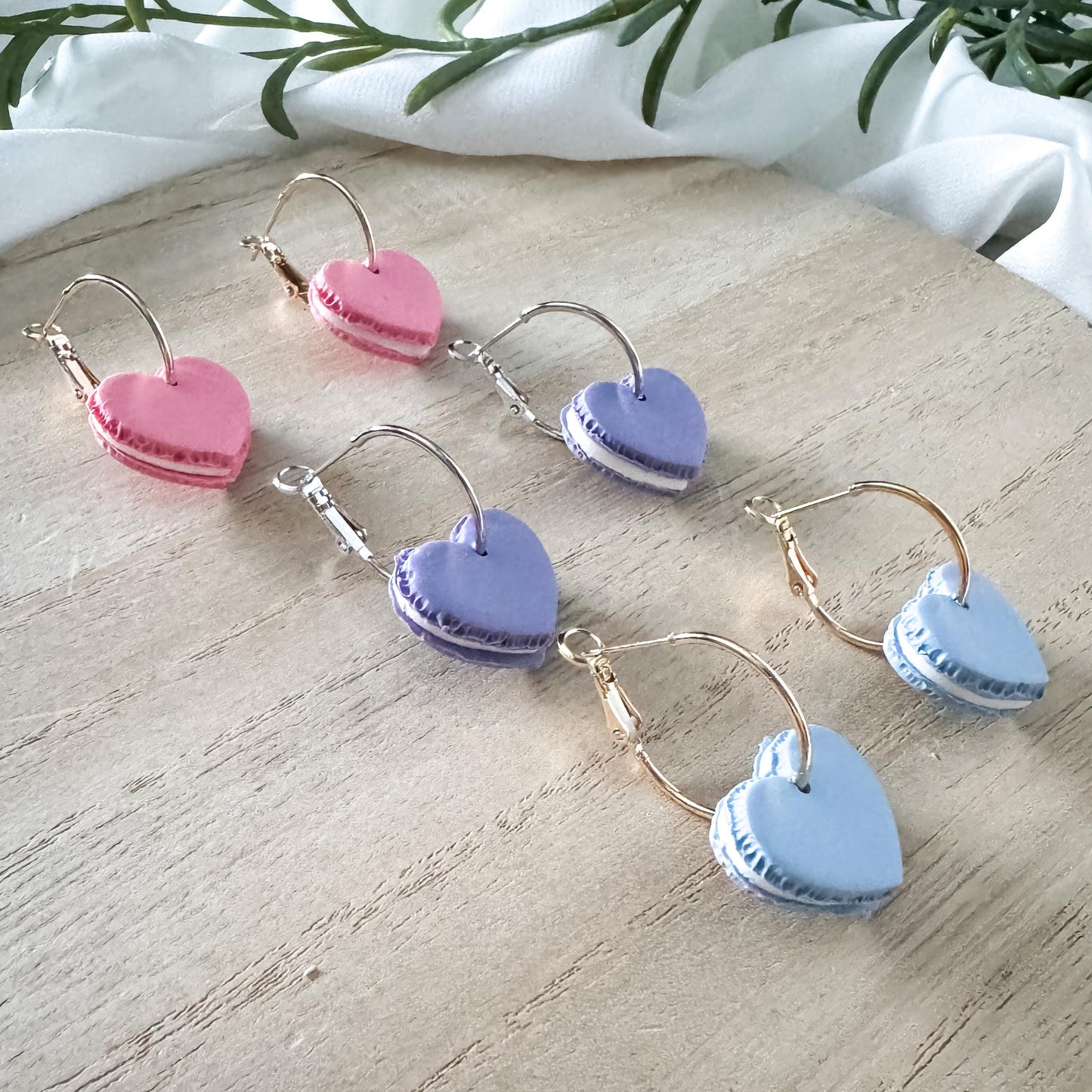 Heart Macaron Clay Earring | Valentine Treat Dangle | Clay Cookie Earring | Macaroon Nickel Free Polymer Clay | Light Shine Jewelry