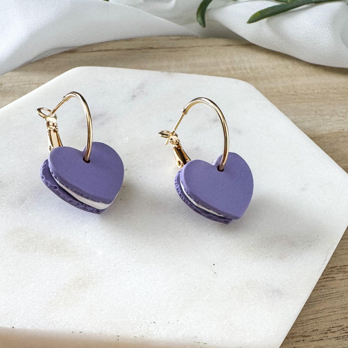 Heart Macaron Clay Earring | Valentine Treat Dangle | Clay Cookie Earring | Macaroon Nickel Free Polymer Clay | Light Shine Jewelry