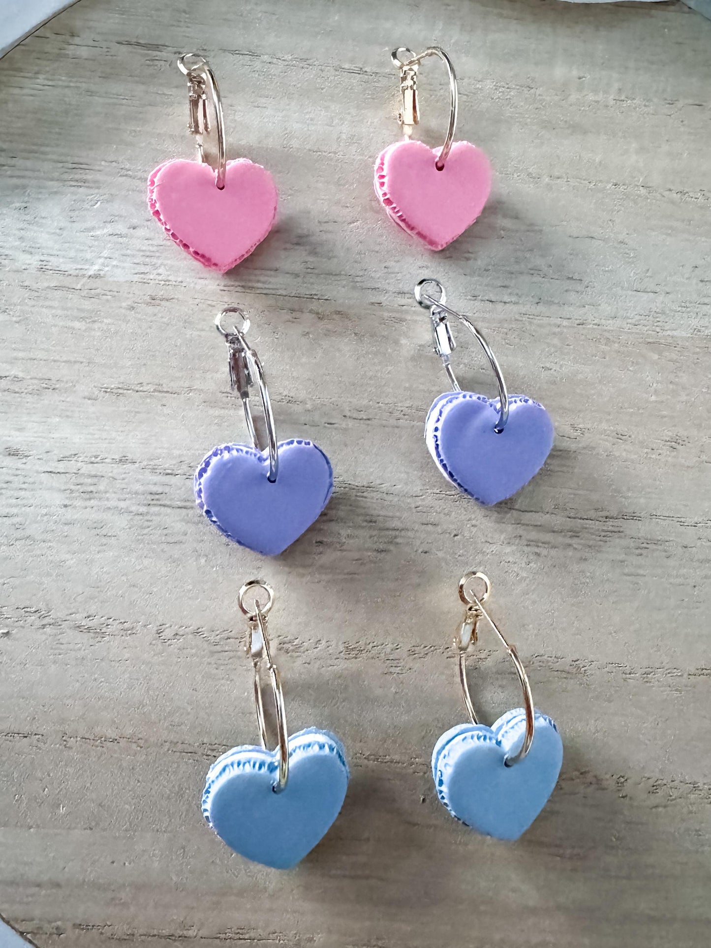Heart Macaron Clay Earring | Valentine Treat Dangle | Clay Cookie Earring | Macaroon Nickel Free Polymer Clay | Light Shine Jewelry