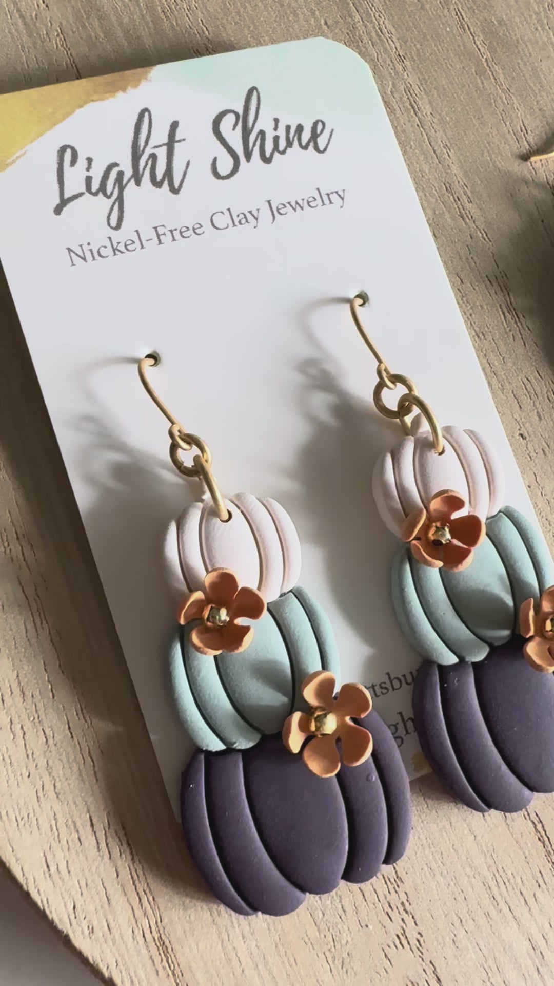Cute Pumpkin Stack Earring with Tiny Flowers