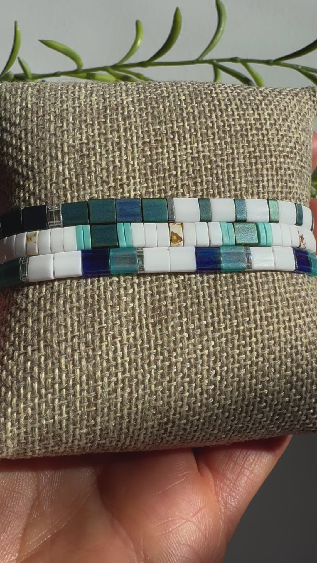 OCEANA | Glass Tila Bead Stretch Bracelets