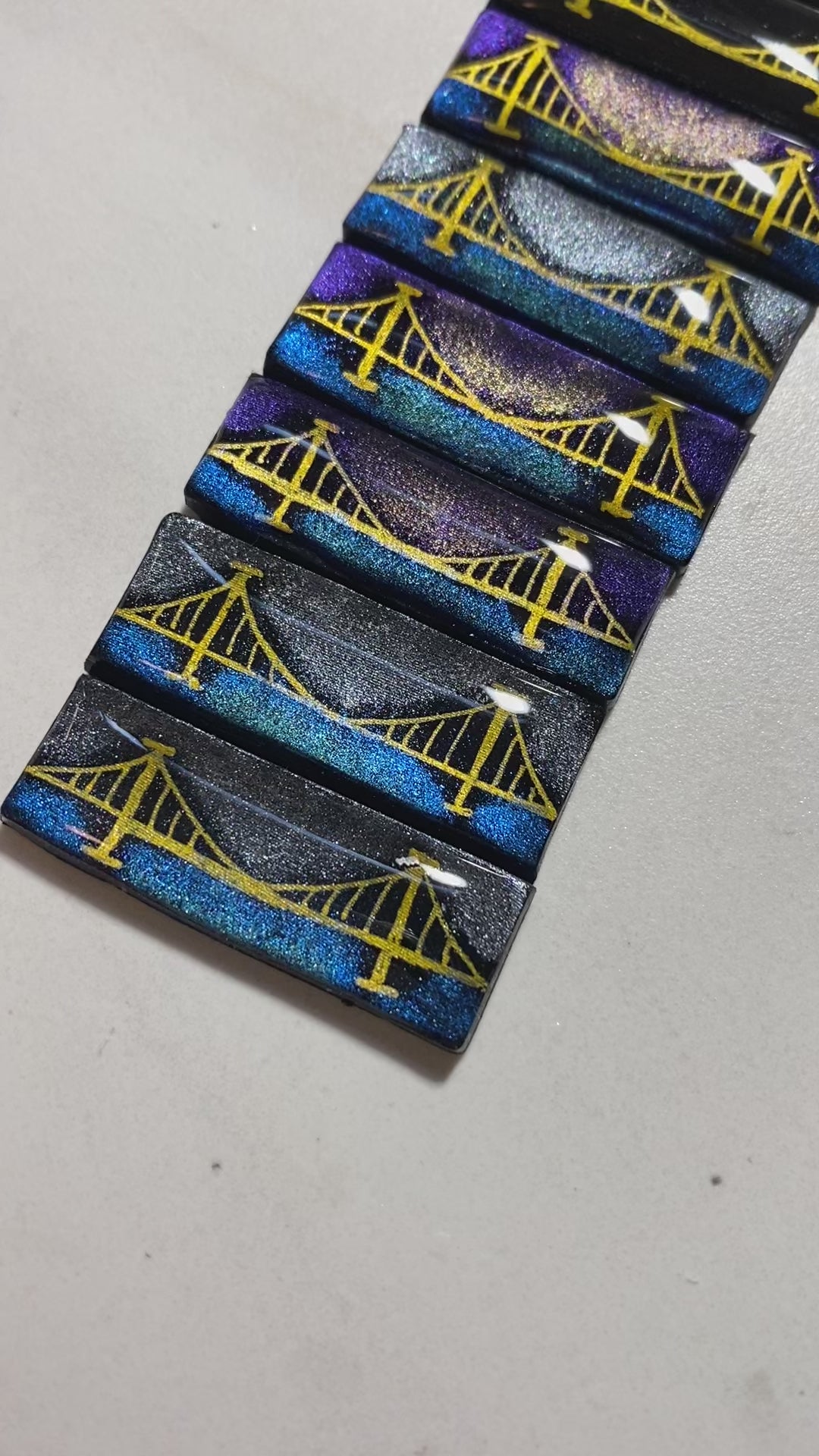 Hand Drawn Clay Pittsburgh Bridge Bar Necklace