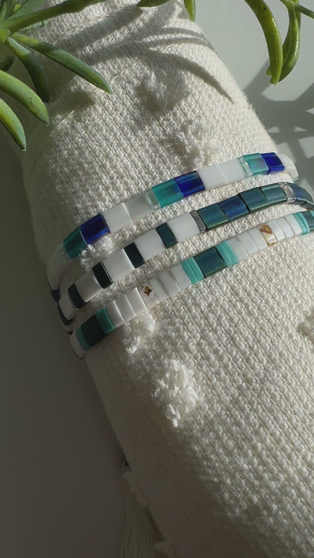 OCEANA | Glass Tila Bead Stretch Bracelets