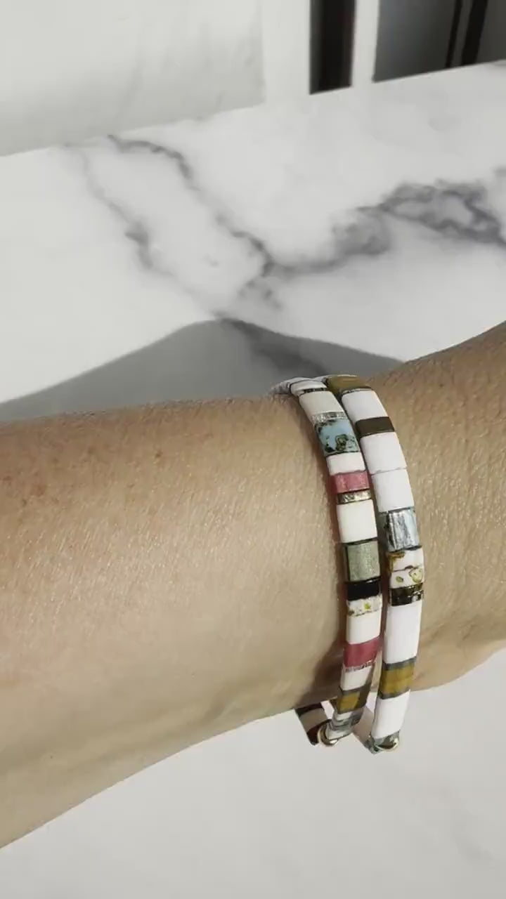 GARDEN | Tila Bead Stretch Bracelet | Colorful Bead Bracelet for women | Bracelet Stack | Light Shine Jewelry | Layering Bracelet