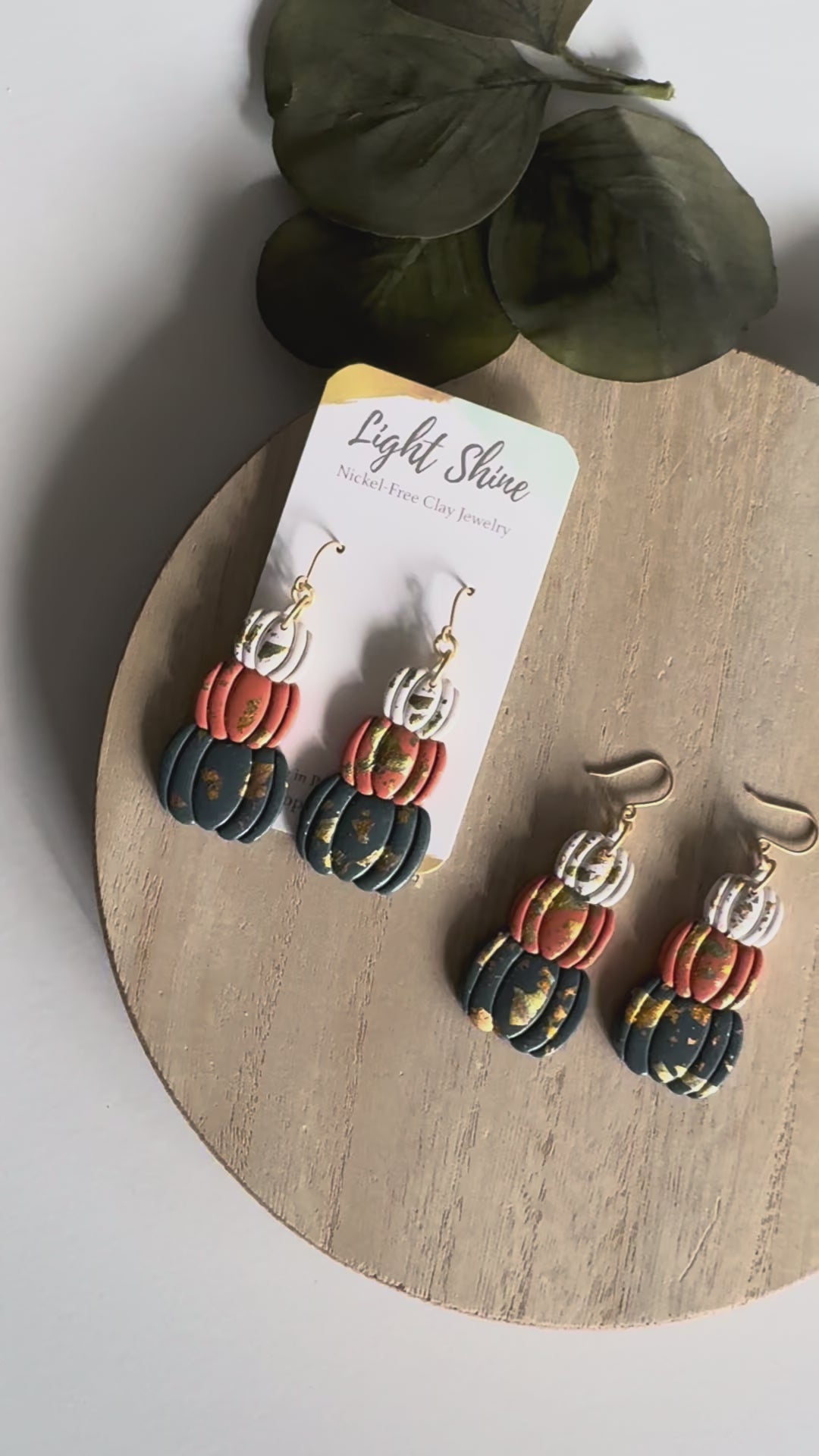 Sparkly Pumpkin Stack Earring