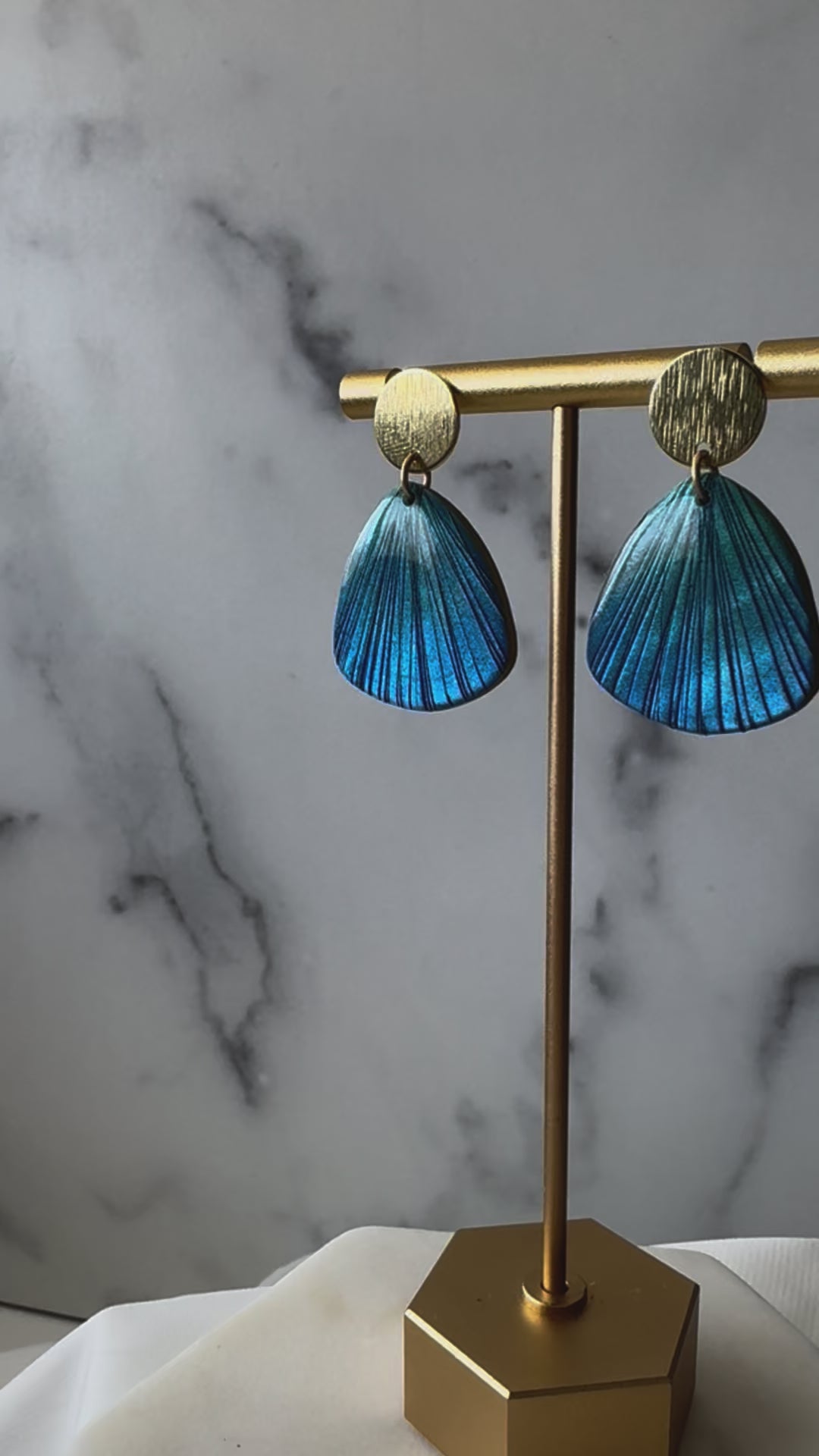 Vibrant Blue- Teal  Clay Statement Post Earrings