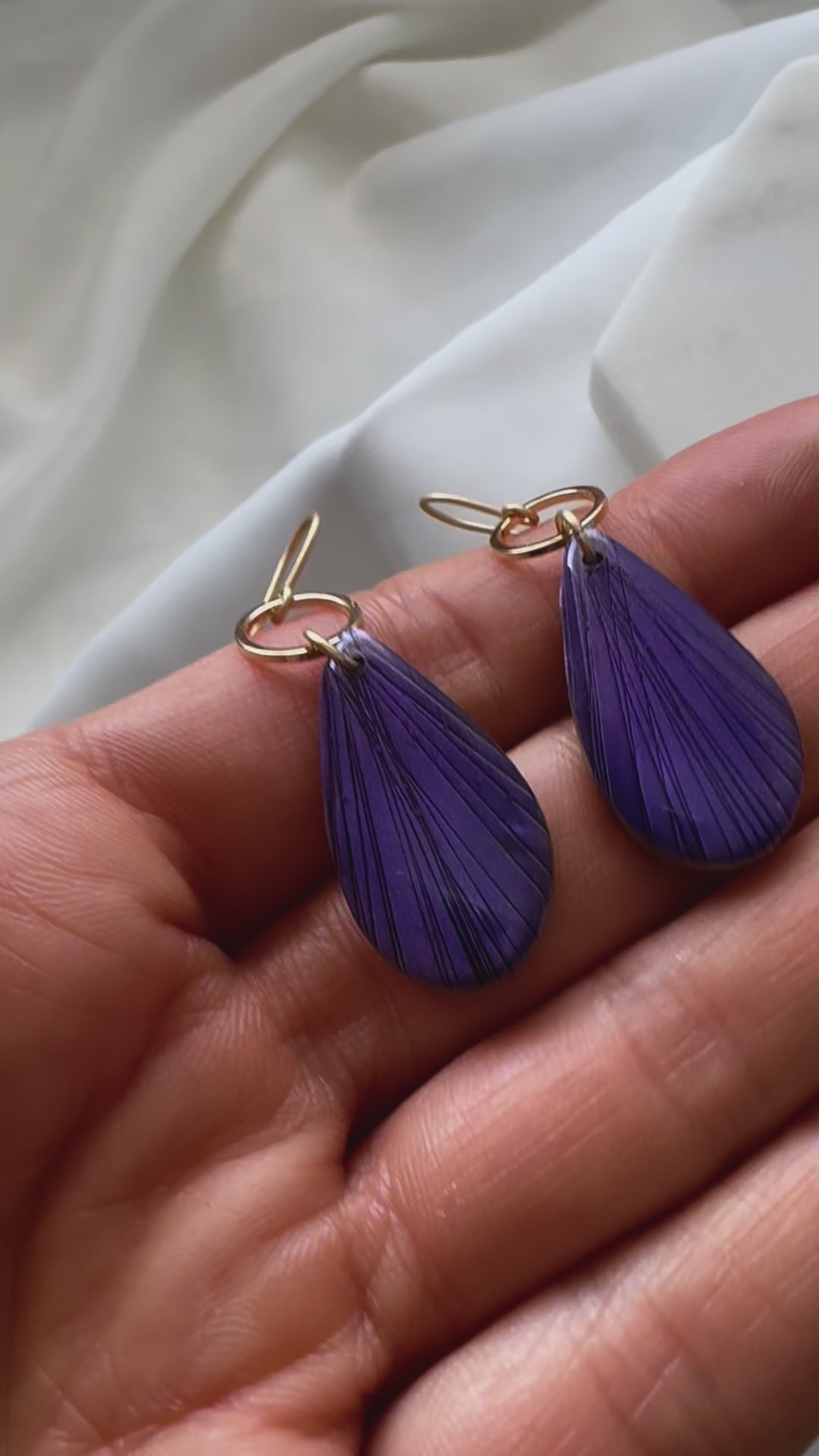 Vibrant Purple Clay Teardrop Statement Earrings