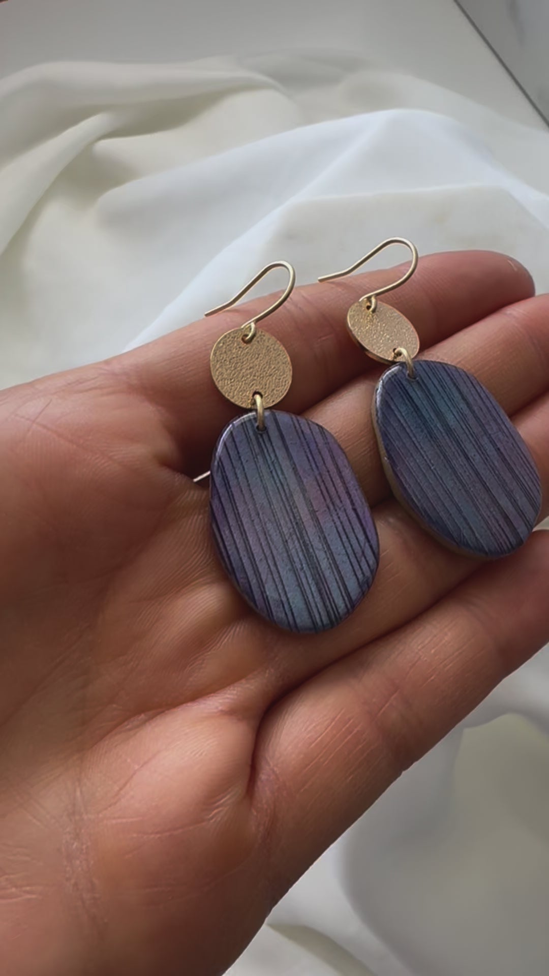 Vibrant Blue- Purple Clay Statement Earrings