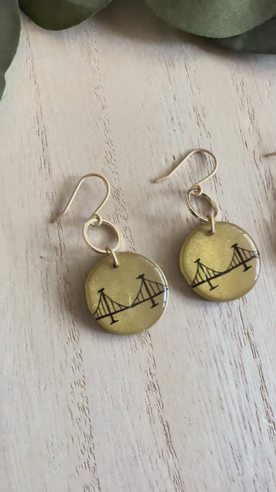Hand Drawn Pittsburgh Bridge Clay Earring