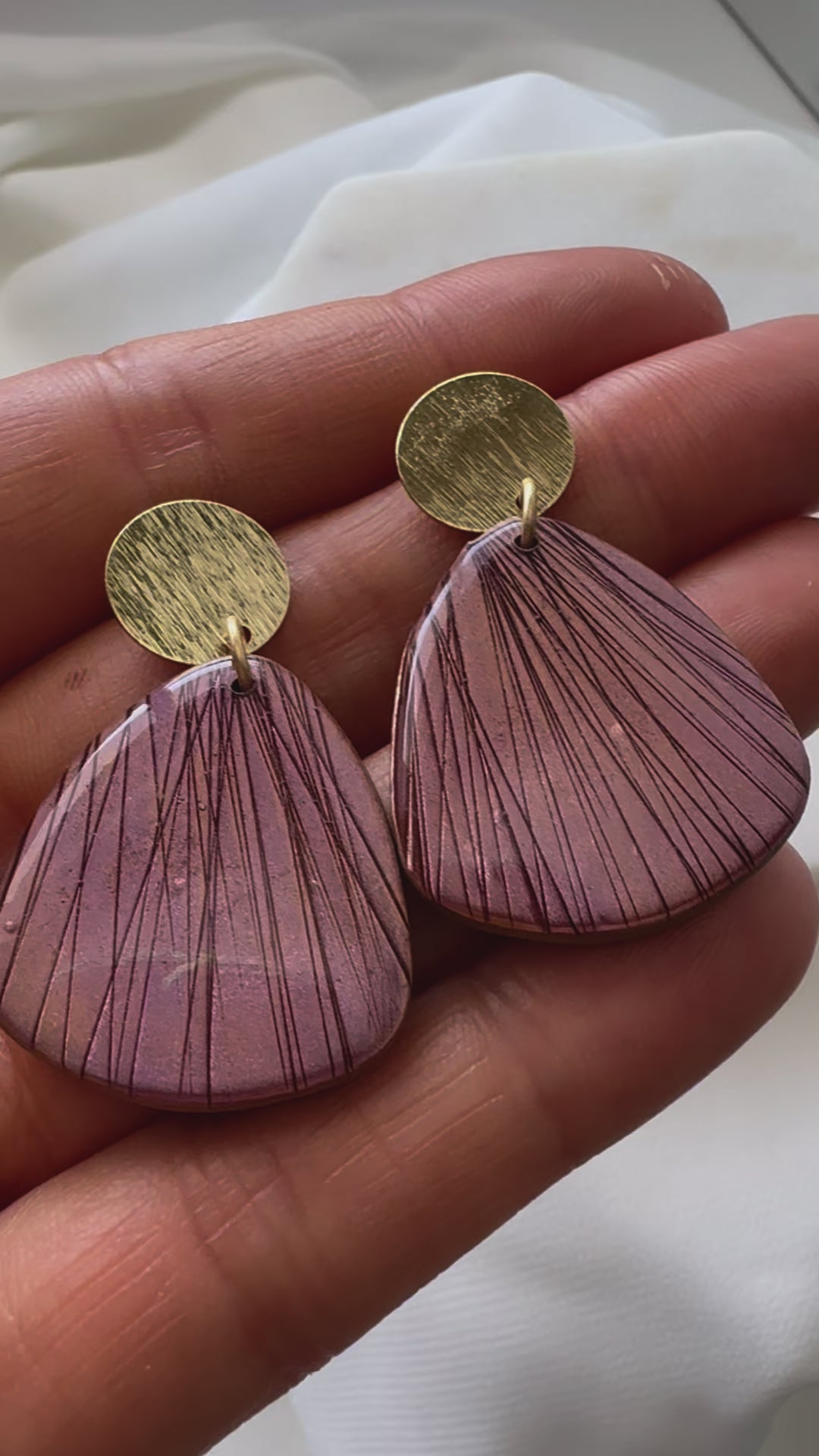 Vibrant Pink Clay Stud Statement Earrings