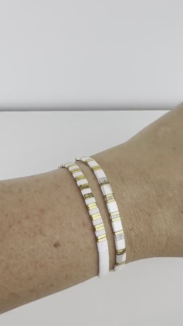 MORE THAN GOLD | Tila Bead Stretch Bracelet | Colorful Bead Bracelet for women | Bracelet Stack | Light Shine Jewelry | Layering Bracelet