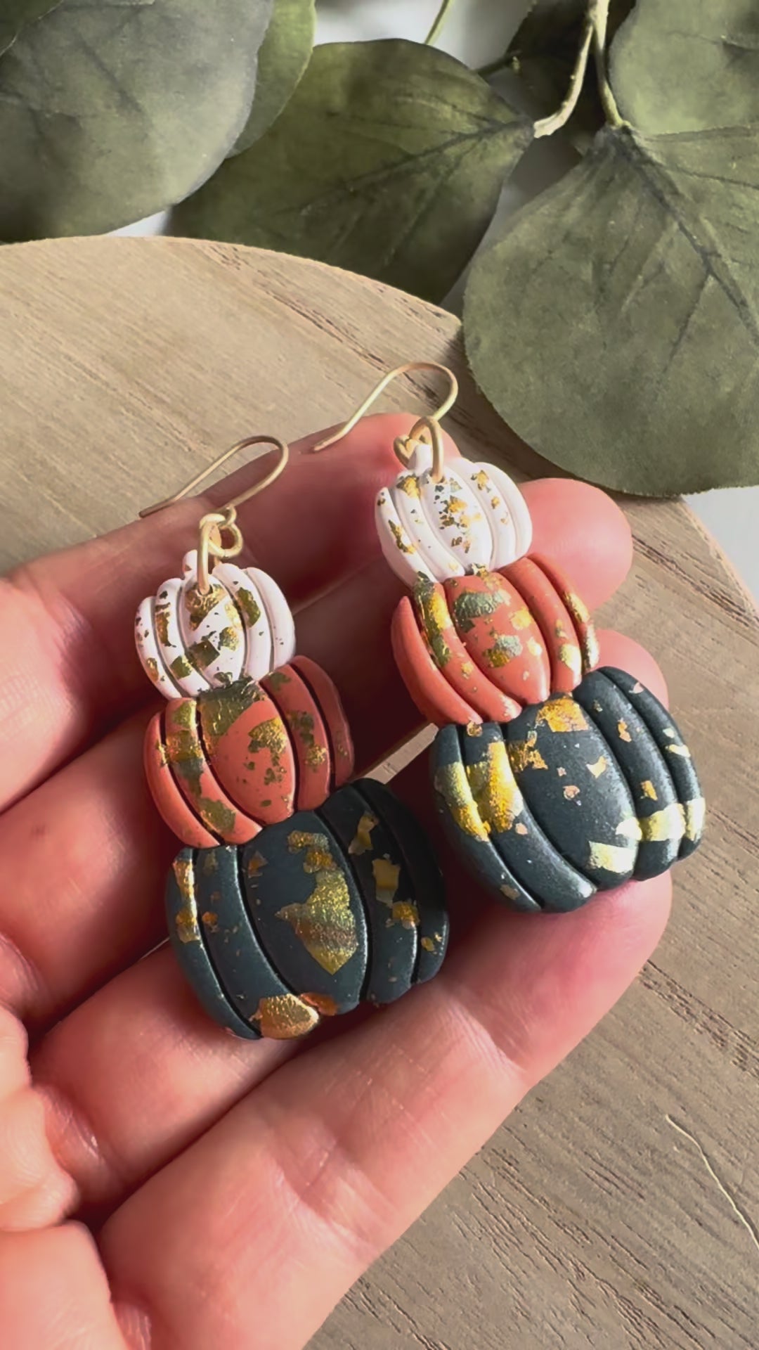 Sparkly Pumpkin Stack Earring
