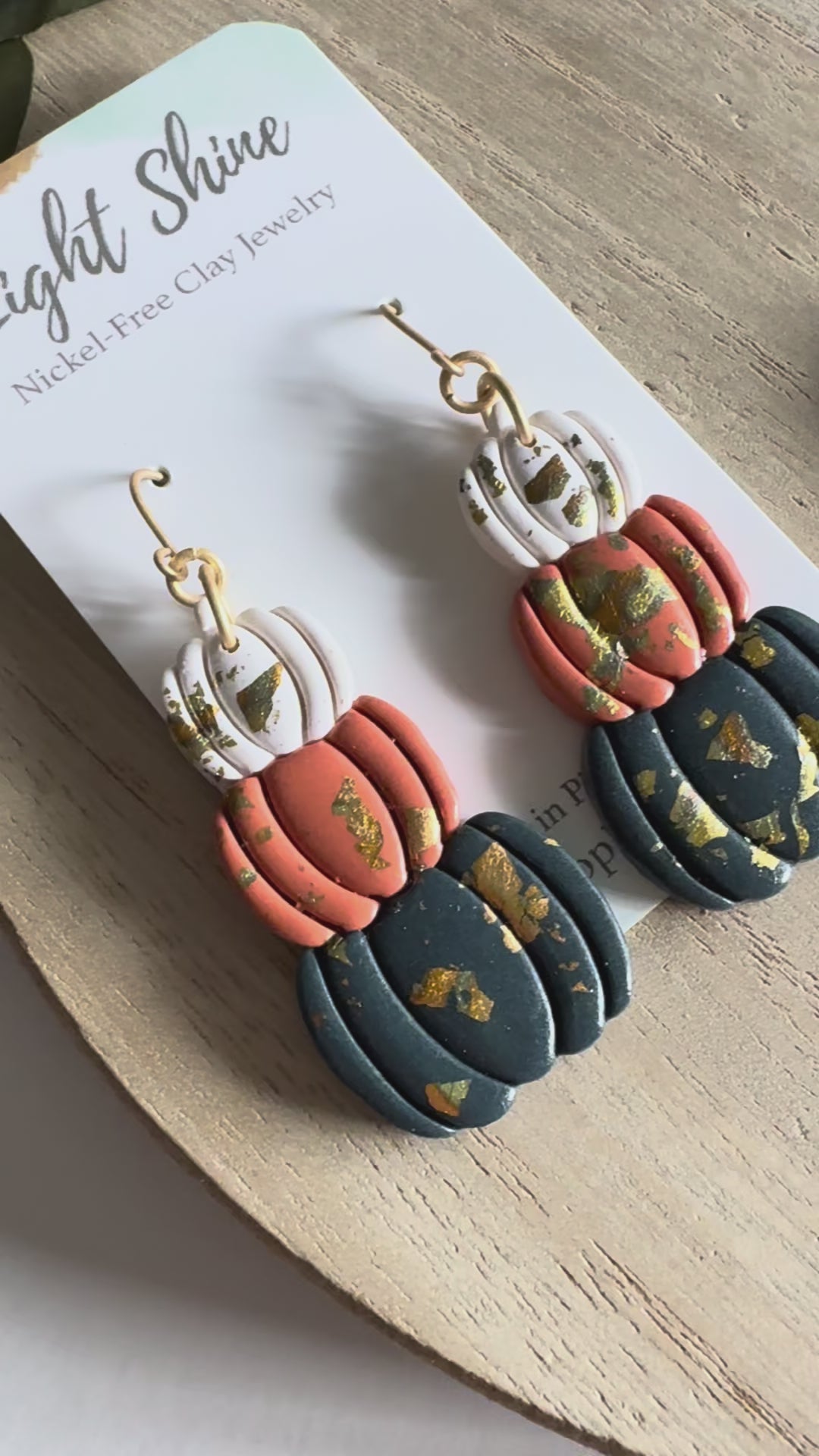Sparkly Pumpkin Stack Earring