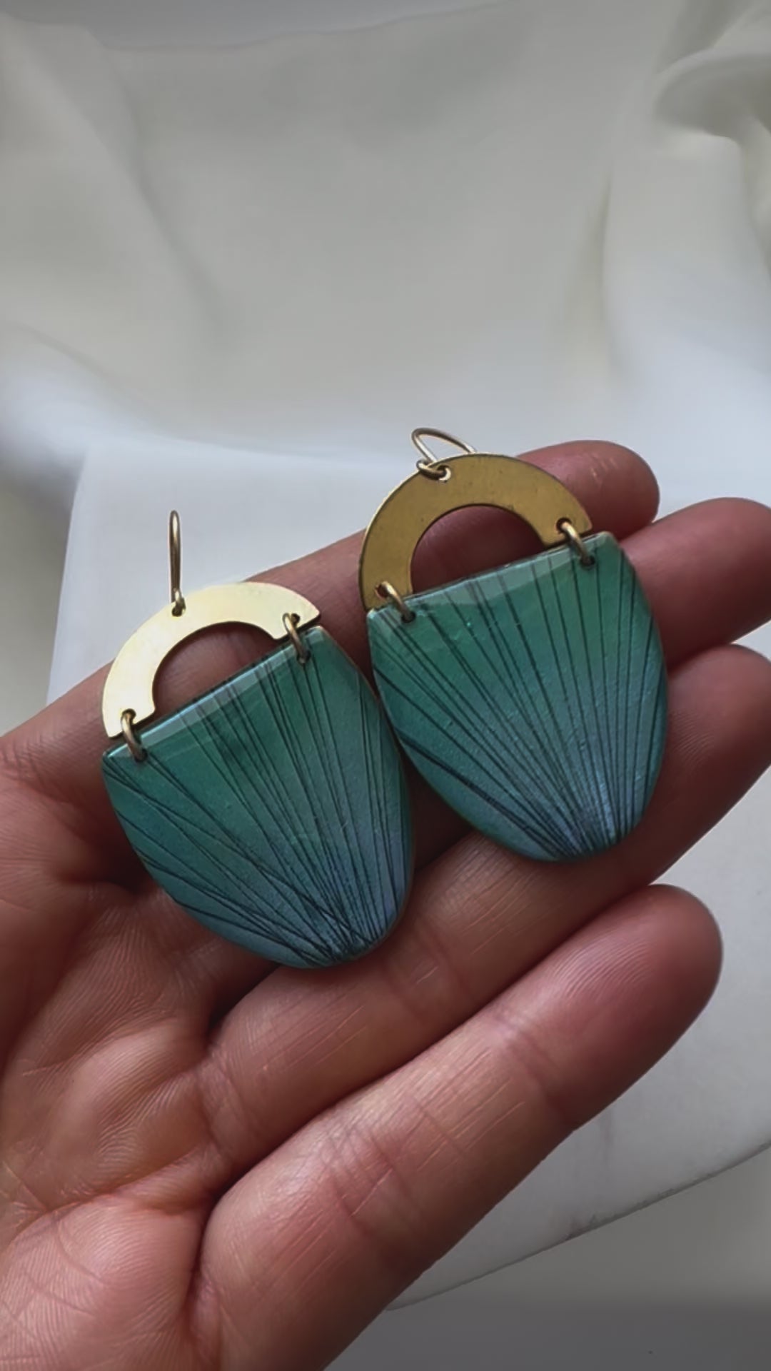 Vibrant Blue Green Clay Statement Earrings
