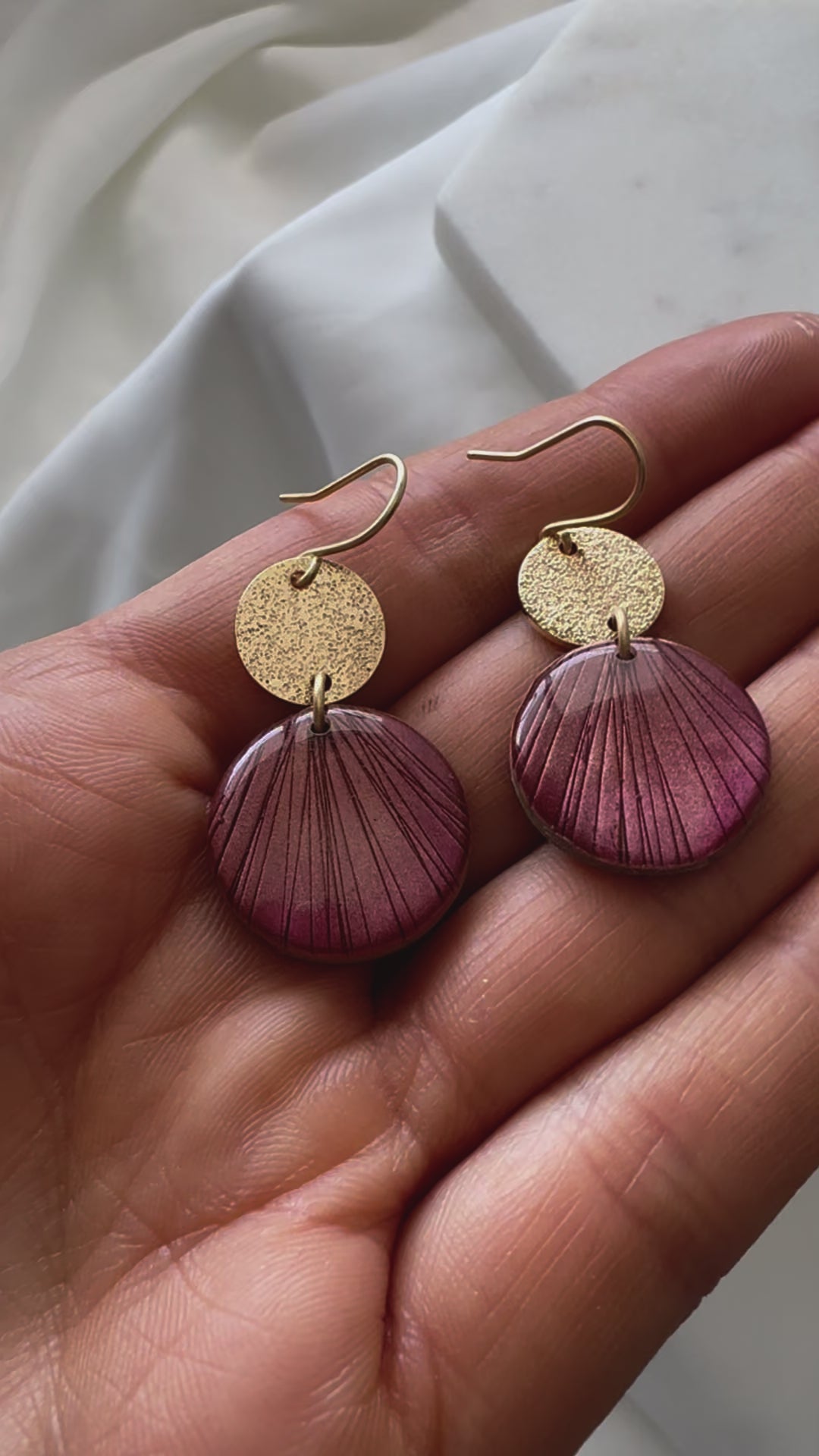 Vibrant Cranberry Red Clay Statement Earrings