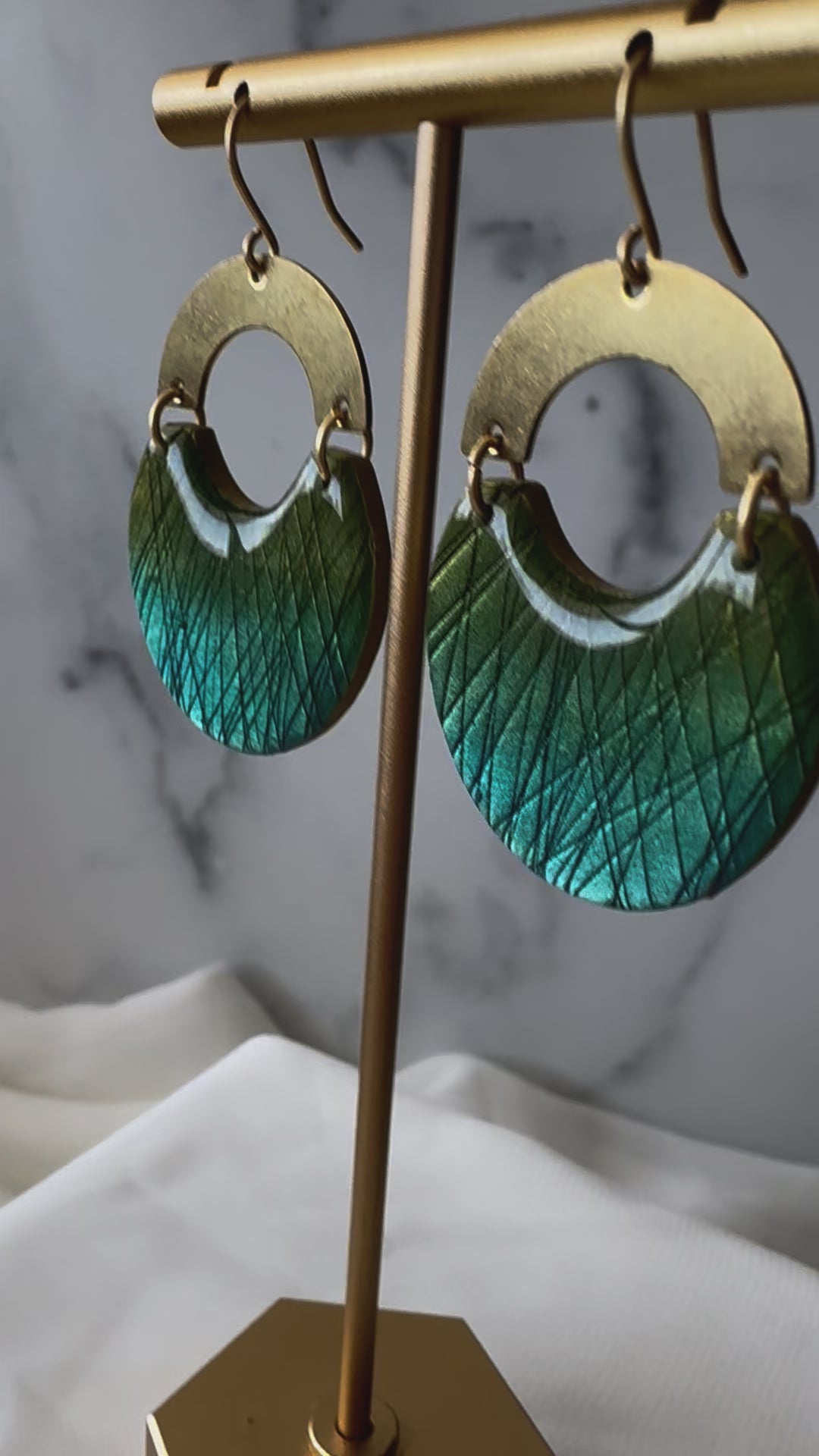 Vibrant Green and Aqua Clay Statement Earrings