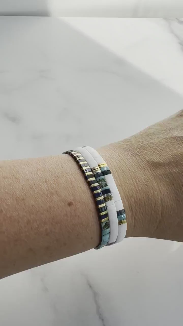 WALK ON WATER | Tila Bead Stretch Bracelet | Colorful Bead Bracelet for women | Bracelet Stack | Light Shine Jewelry | Layering Bracelet