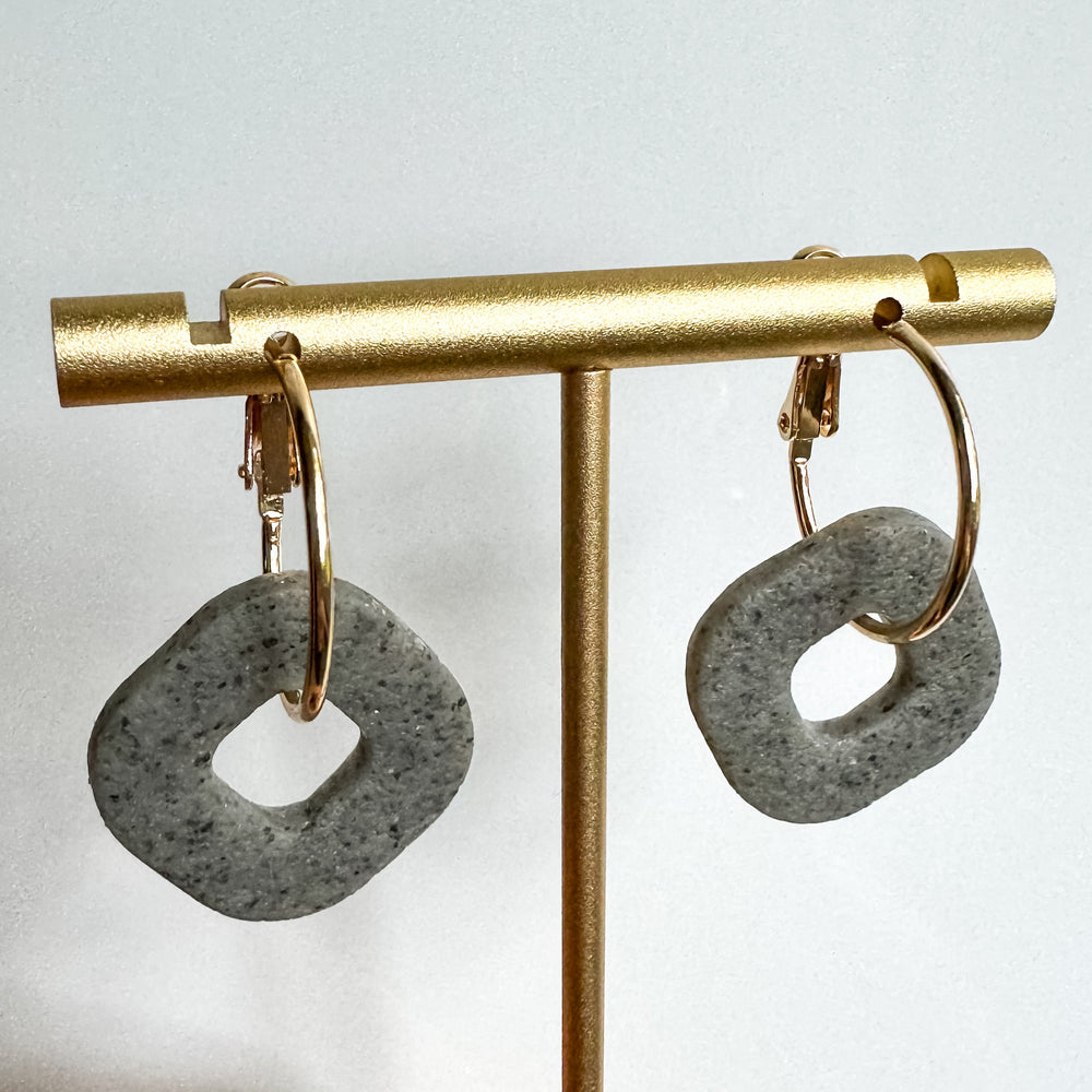 
                  
                    Gray Statement Hoop Earring, Lightweight Clay Earring, Nickel-Free - Light Shine Jewelry, Summer Clay Fun Earring, Simple Clay Drop Dangle
                  
                