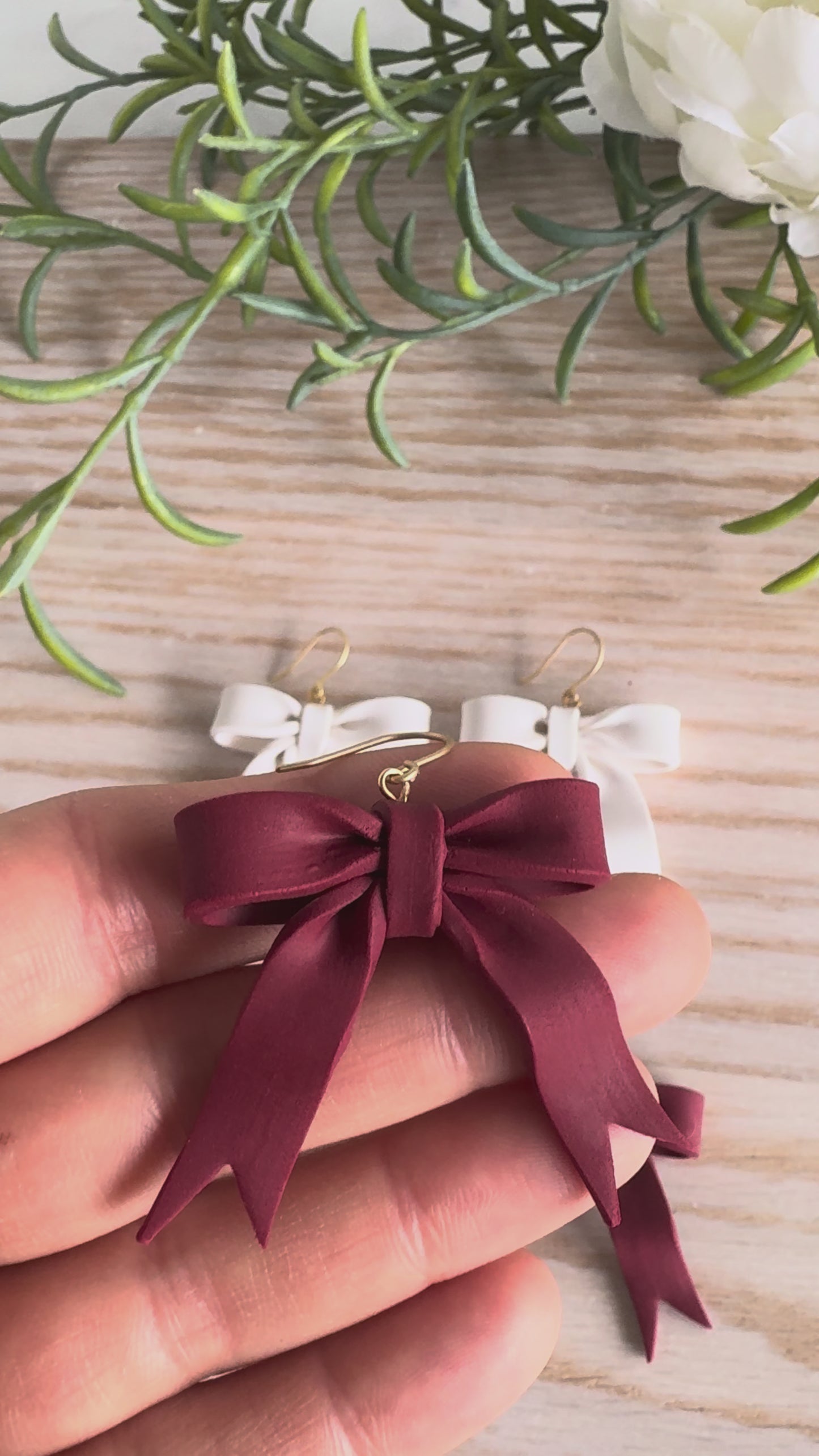 Clay girly bow earrings