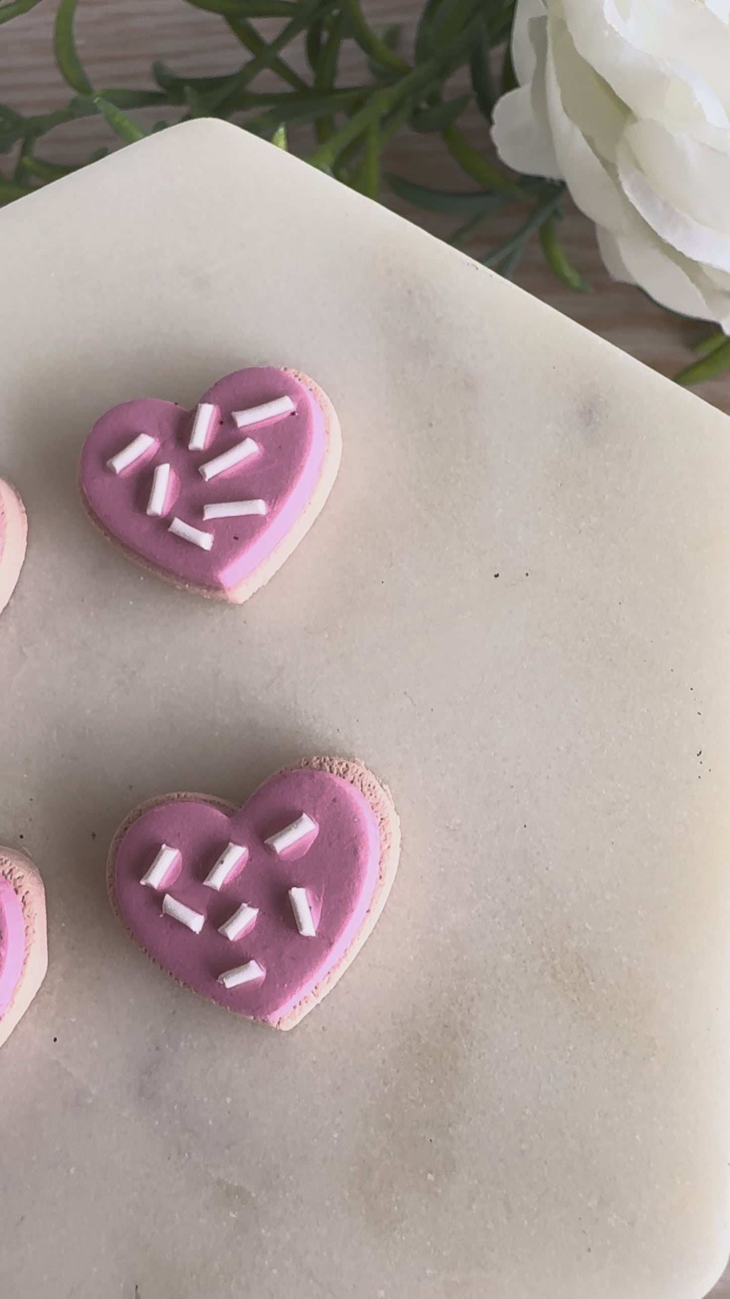 Clay Heart Sugar Cookie Stud Earring