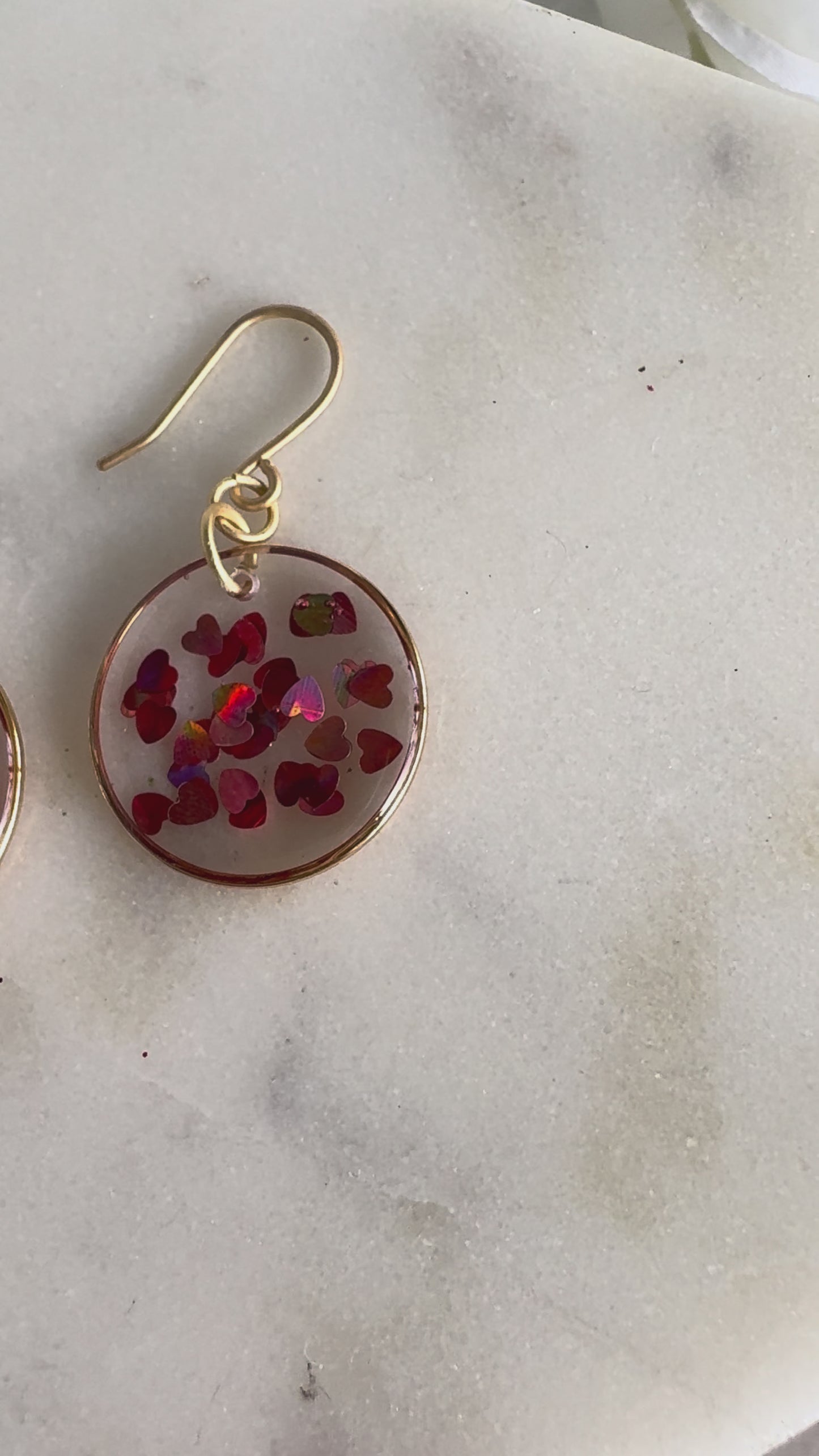 Tiny Heart Resin Circle Earring