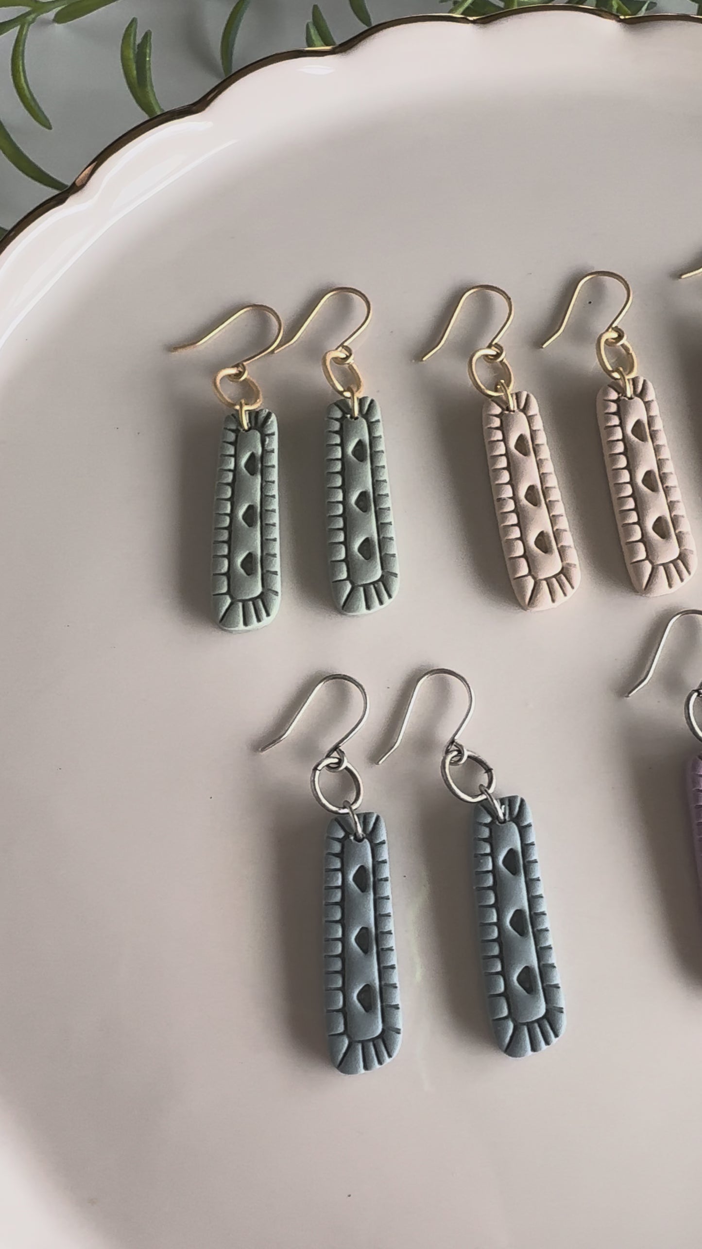 Ruby drop clay earring