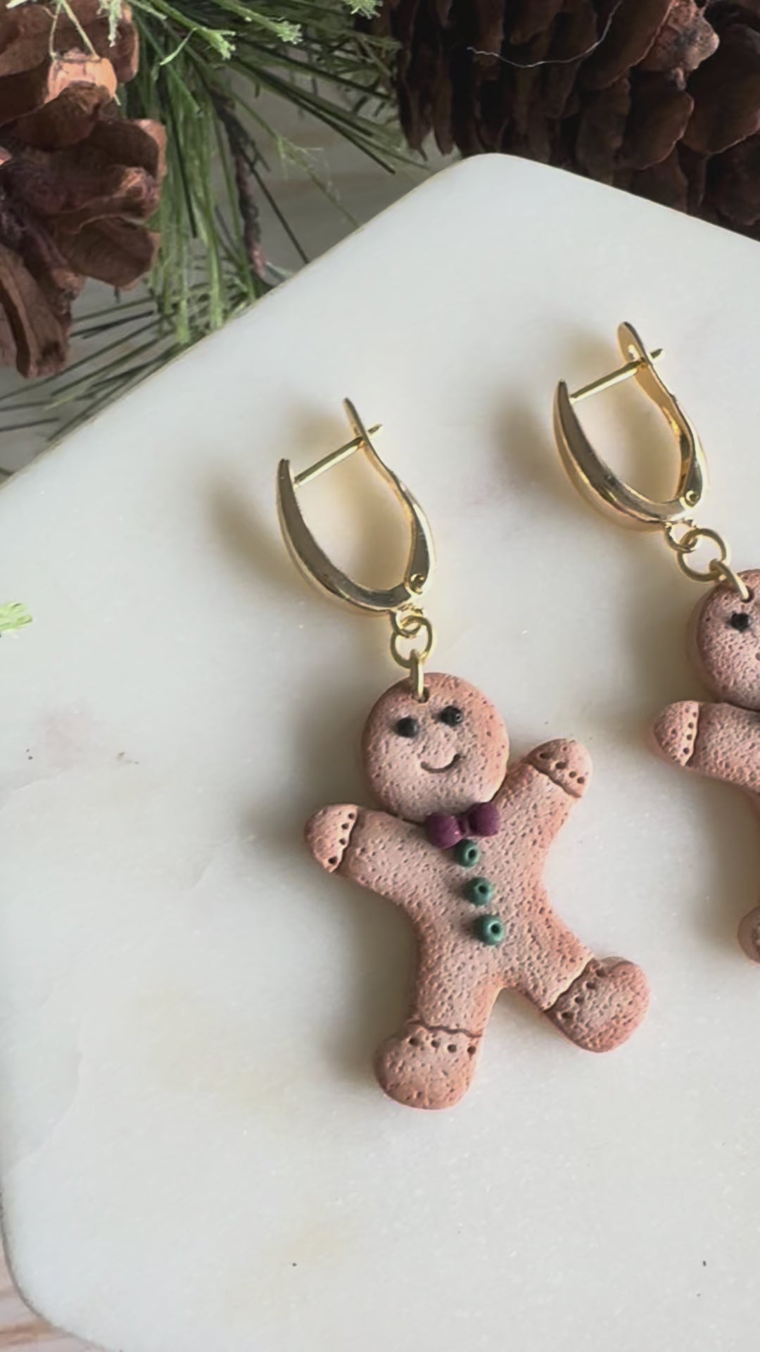 Cute Gingerbread Men Clay Earrings