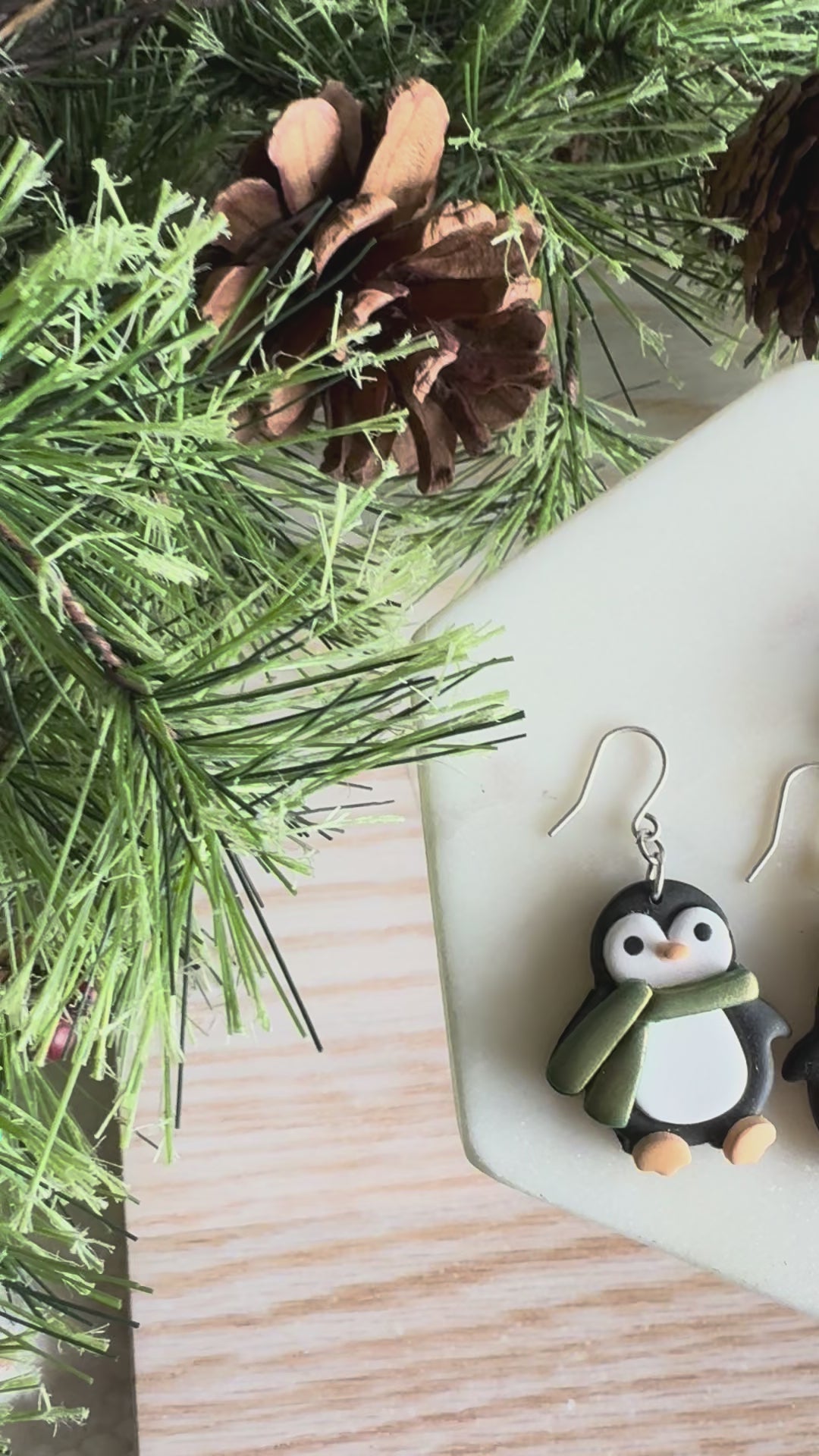 Cute Penguin Clay Earrings
